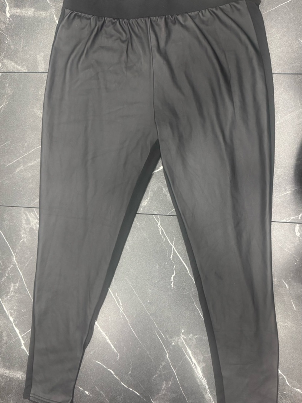 Last Exit Black Stretch Leggings Women's 1X Elastic Waist Polyester Front BNWOT